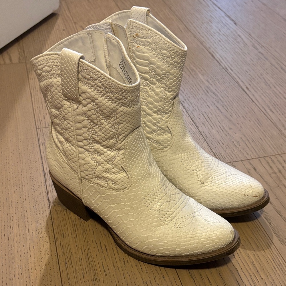 White Cowboy Ankle Boots